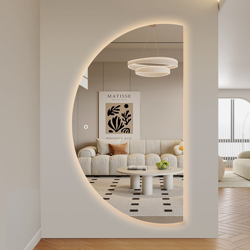 Halvmåne Spegel med LED-ljus 100x180 cm (Vänstervänd)
