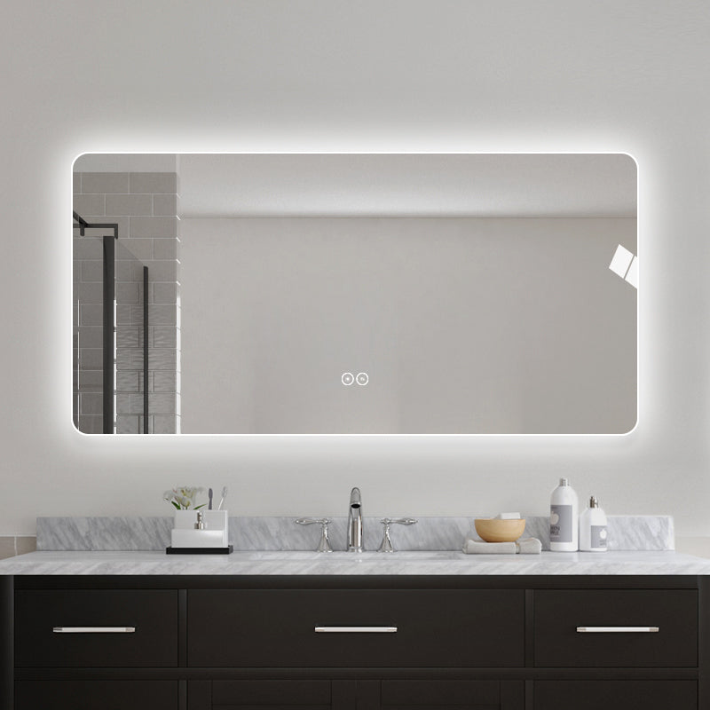 Rektangulär spegel med LED-ljus och värme, 160x80 cm