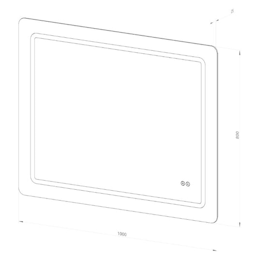 Fyrkantig spegel med LED-ljus (front + backlight) och värme 100x80 cm