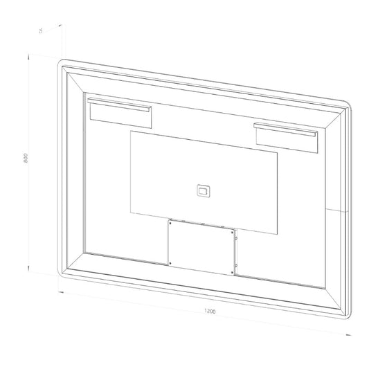 Fyrkantig spegel med LED-ljus (front + backlight) och värme 120x80 cm