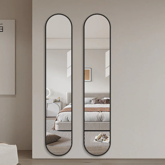 Oval fullängdsspegel, 26x160 cm - Svart ram