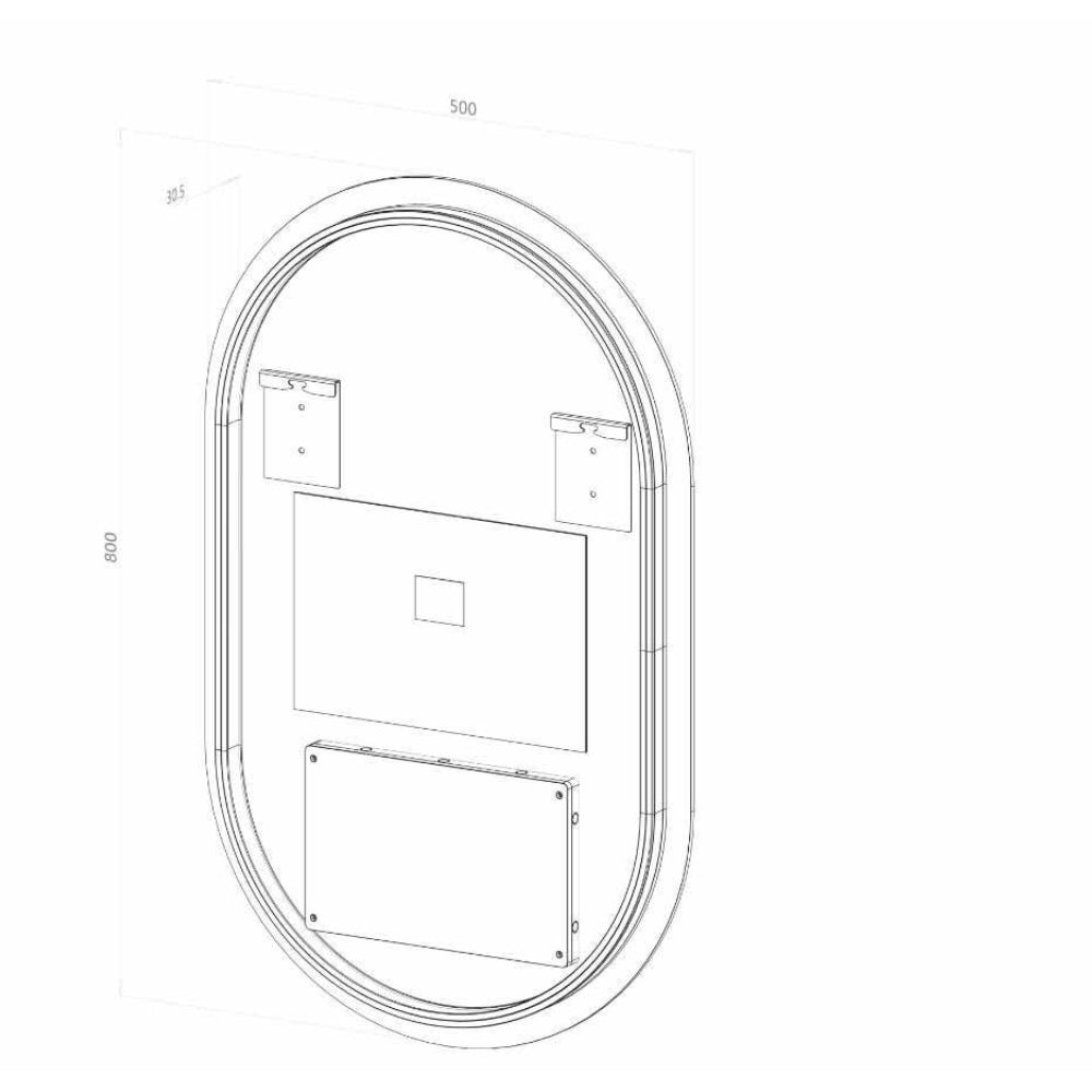 NYHET: Oval spegel med LED-ljus och värme, 50x80 cm