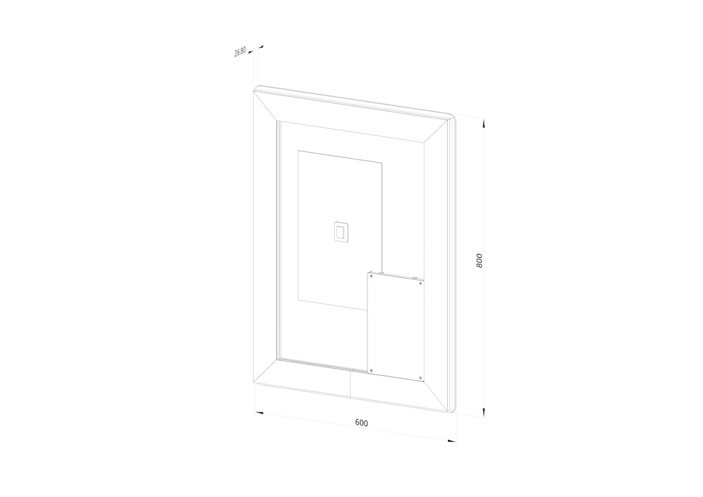 Fyrkantig spegel med LED-ljus (front + backlight) och värme 60x80 cm