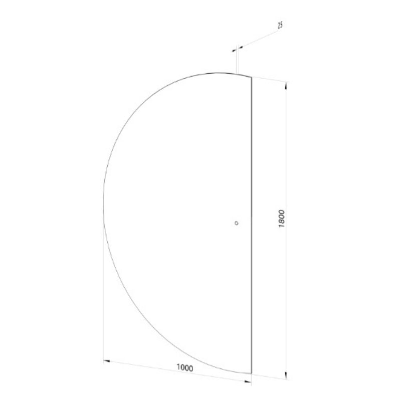 Halvmåne Spegel med LED-ljus 100x180 cm (Vänstervänd)
