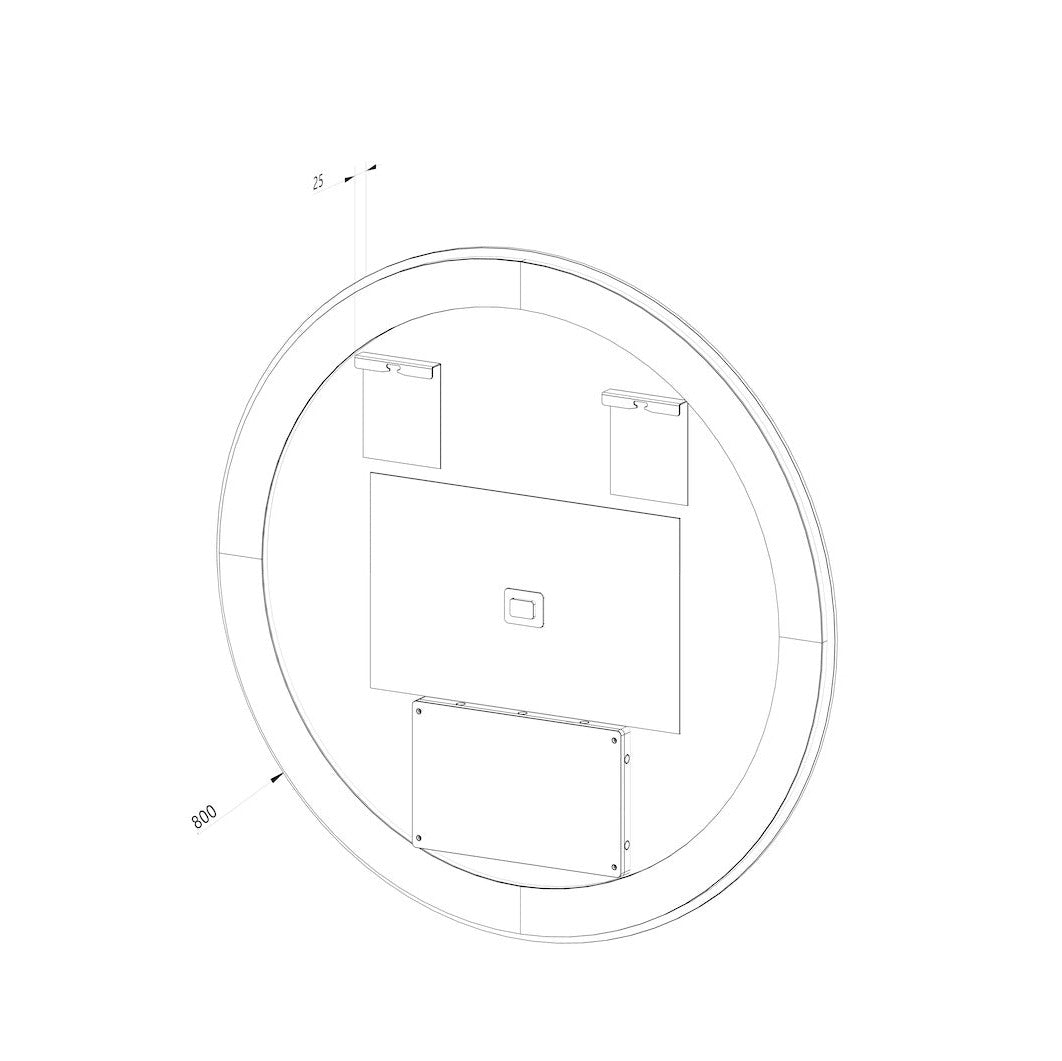 Rund spegel med LED-ljus (front + backlight) och värme Ø80 cm