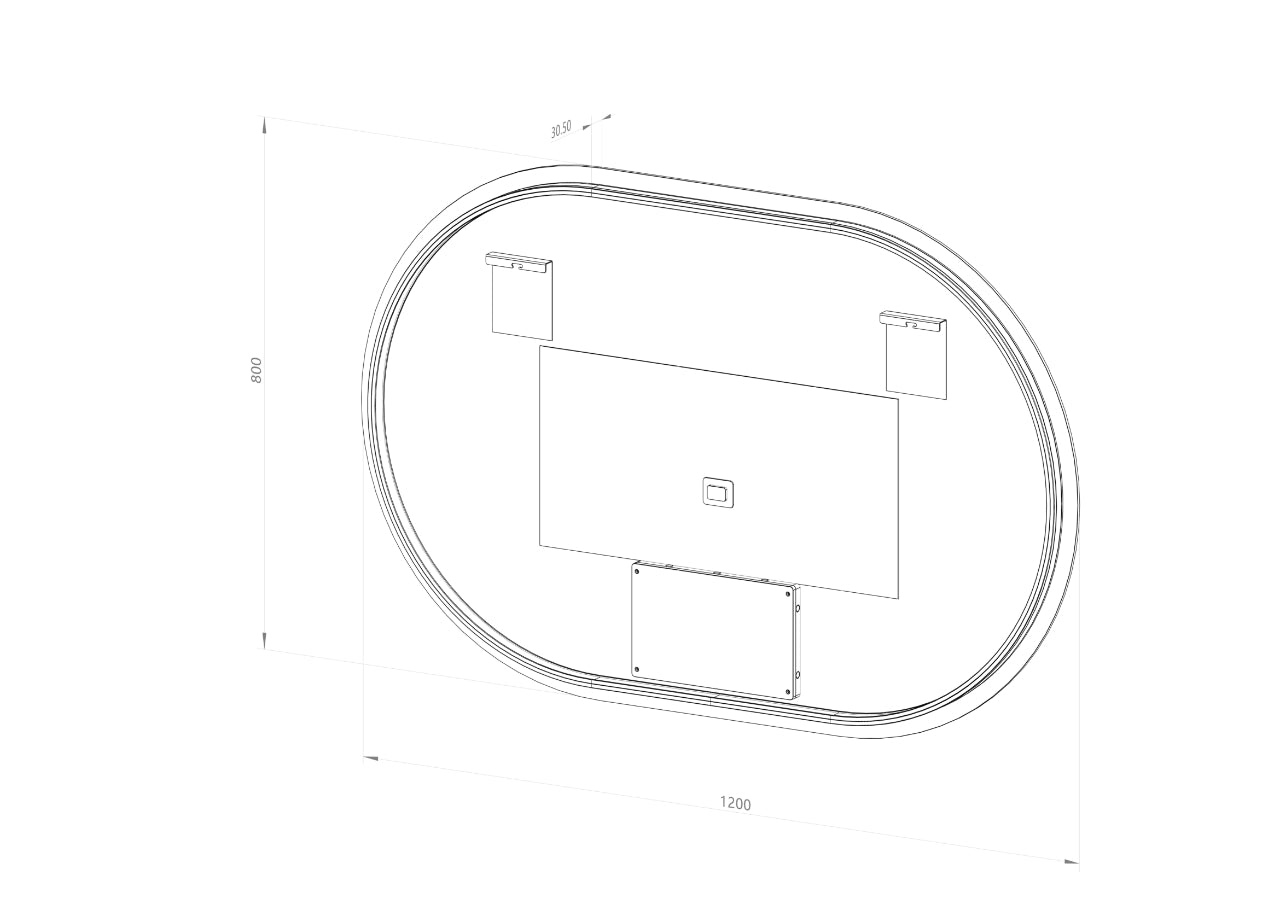 Oval spegel med LED-ljus och värme, 120x80 cm