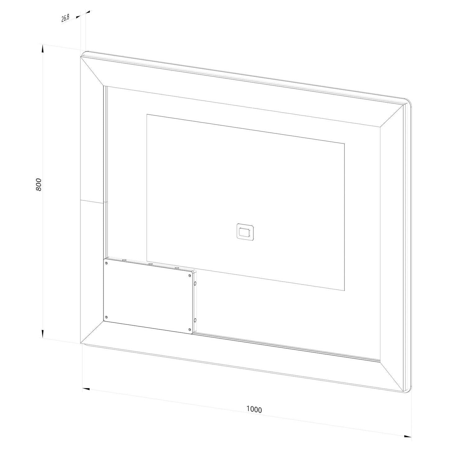 Fyrkantig spegel med Frontlight LED-ljus och värme 100x80 cm