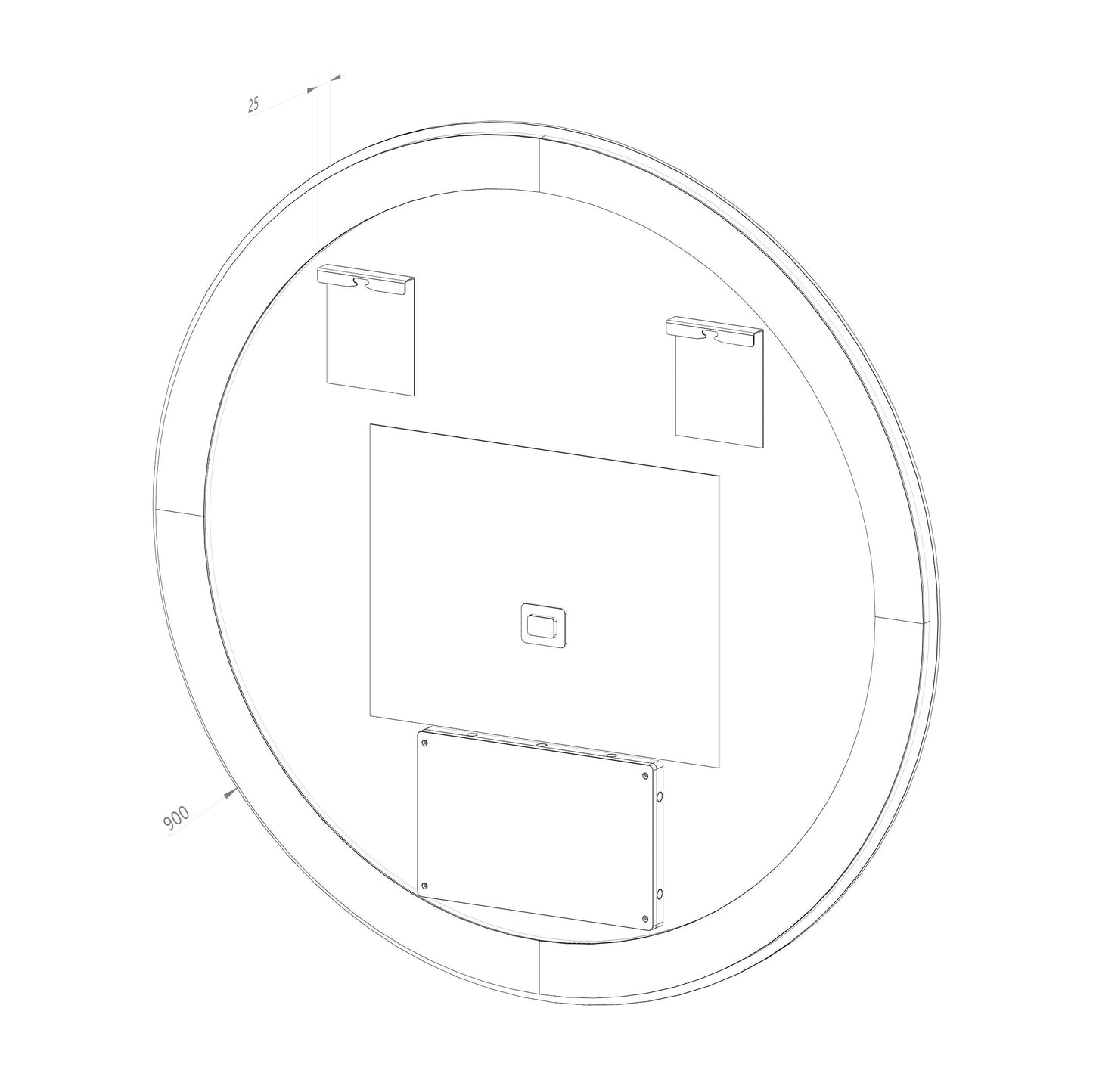 Rund spegel med LED-ljus (front + backlight) och värme Ø90 cm