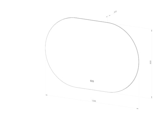 Oval spegel med LED-ljus och värme, 120x80 cm