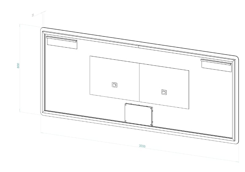 Rektangulär spegel med LED-ljus och värme 200x80 cm