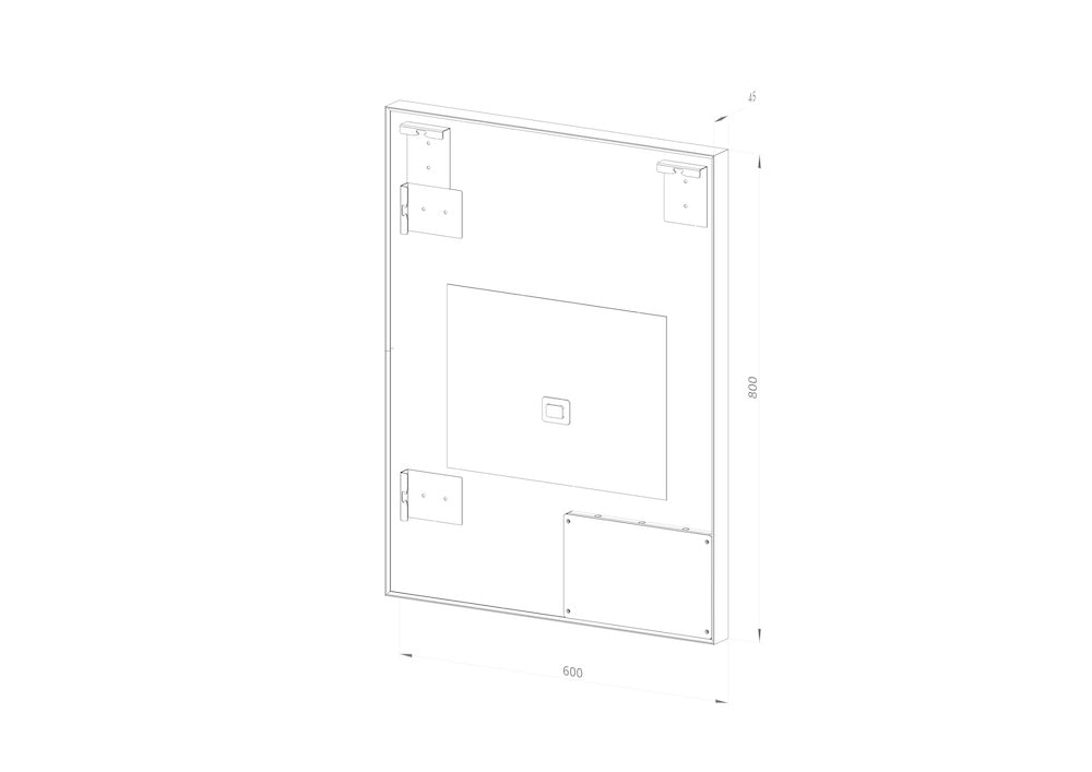 Fyrkantig spegel med LED-ljus i ram och värme 60x80 cm, svart ram