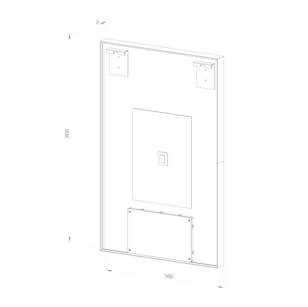 Fyrkantig spegel med LED-ljus i ram och värme 50x80 cm, guld ram