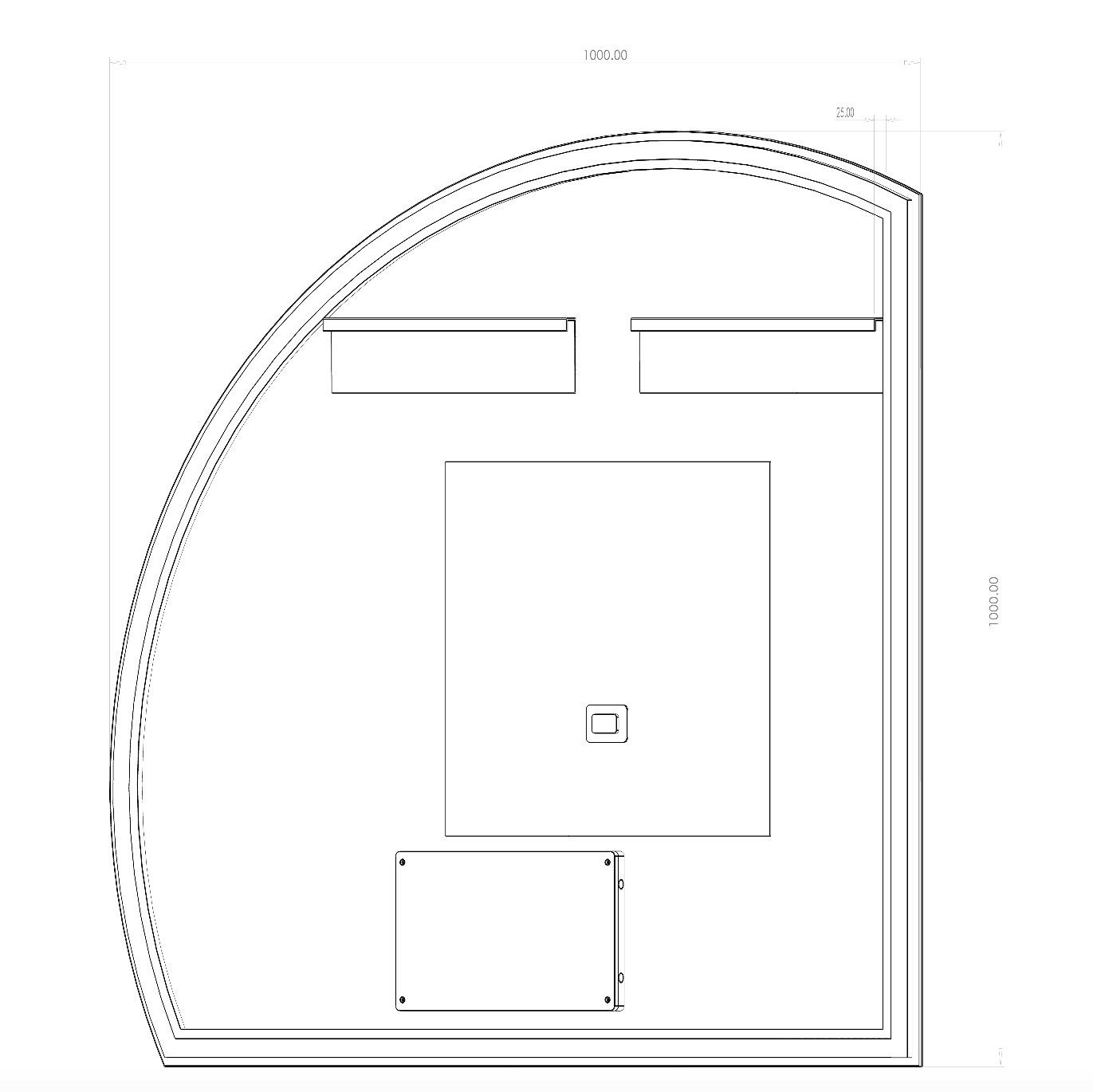 Køb 1/4 spejl med LED-lys og antidug 100x100 cm (Højrevendt)