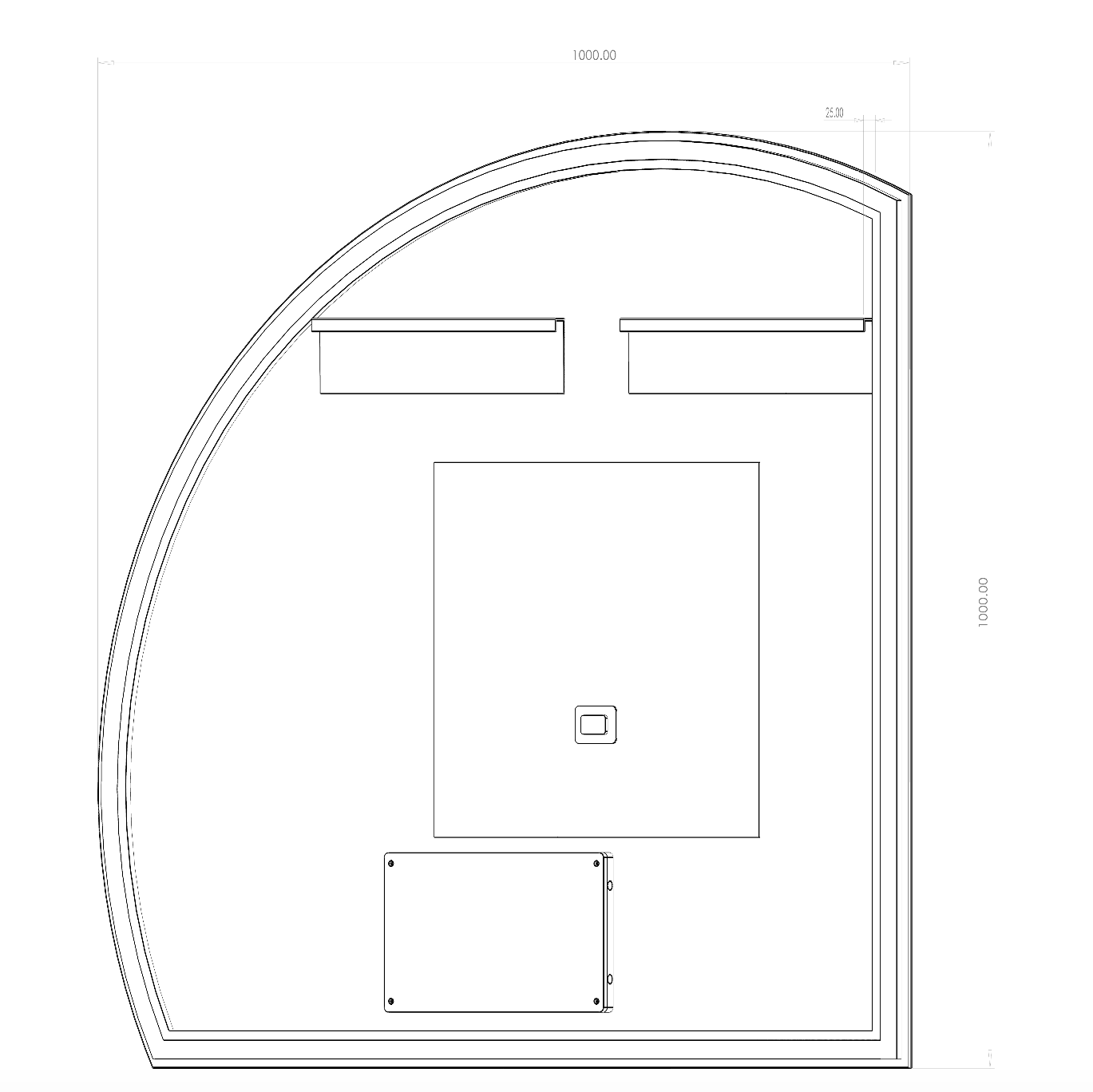 Køb halvcirkel spejl med LED-lys og antidug 100x100 cm (Venstrevendt)