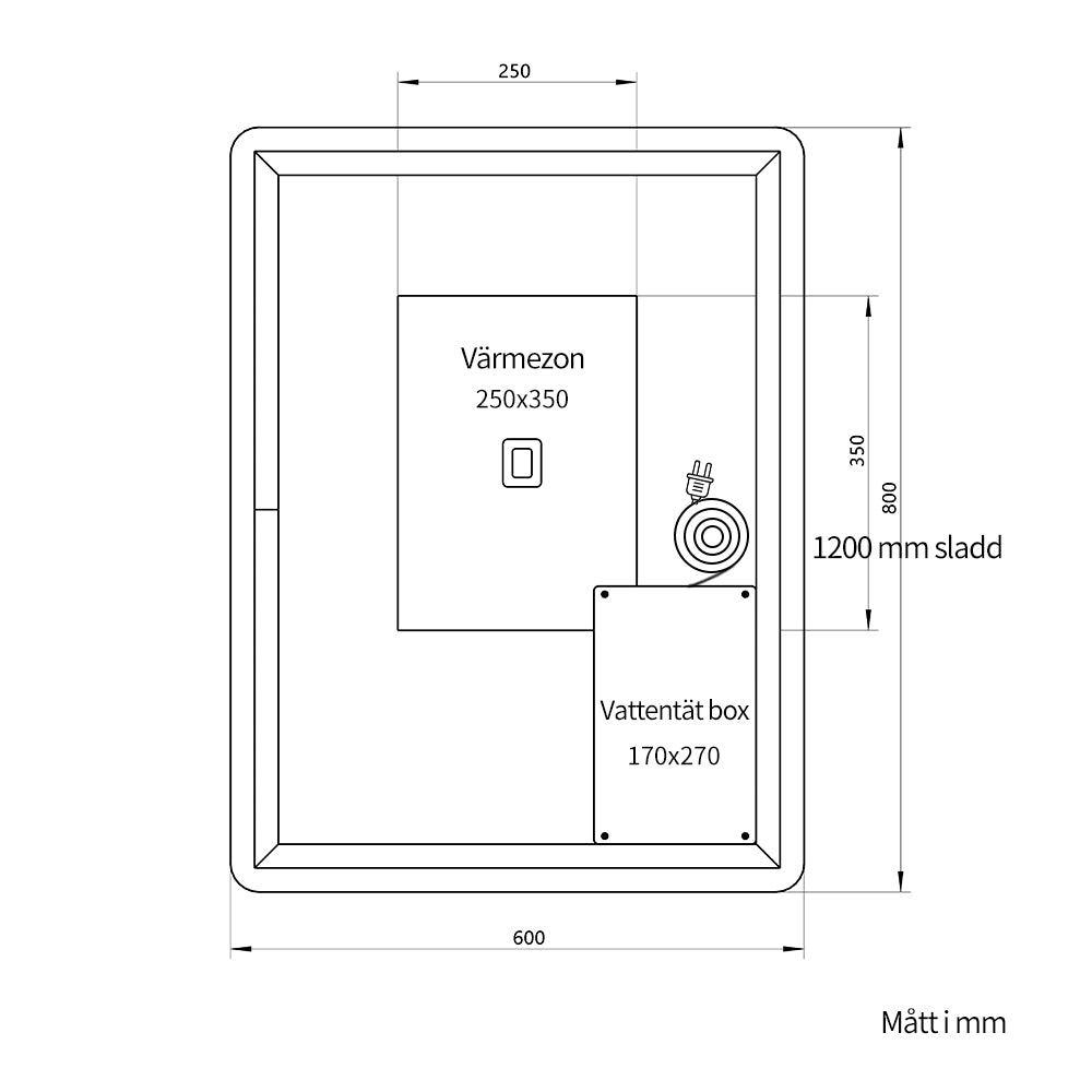 Rektangulärt Spegel med LED-ljus och Imfritt 60x80 cm