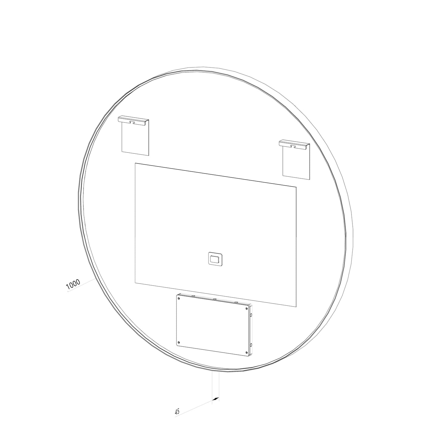 Rund spegel med LED-ljus i ram och värme Ø100, svart ram