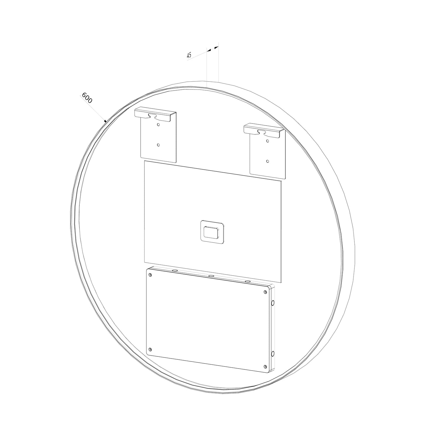 Rund spegel med LED-ljus i ram och värme Ø60, guld ram