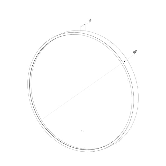 Rund spegel med LED-ljus i ram och värme Ø60, guld ram