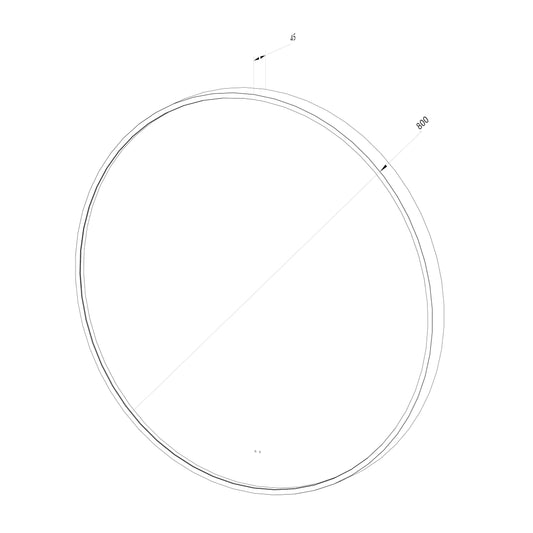 Rund spegel med LED-ljus i ram och värme Ø80, svart ram