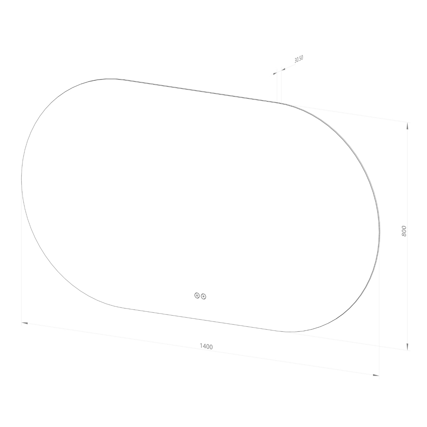 Oval spegel med LED-ljus och värme, 140x80 cm