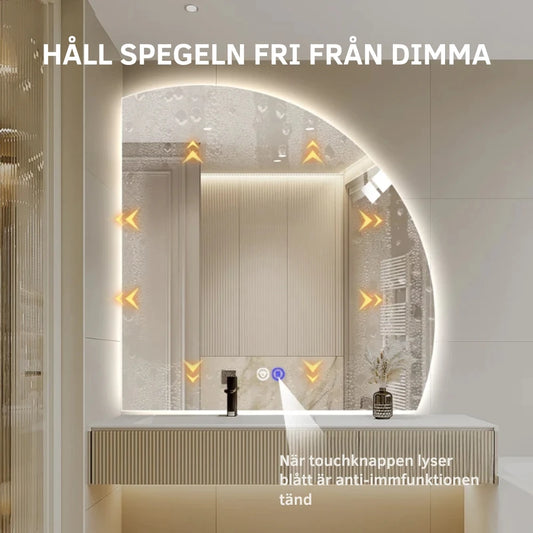 Køb 1/4 spejl med LED-lys og antidug 100x100 cm (Højrevendt)