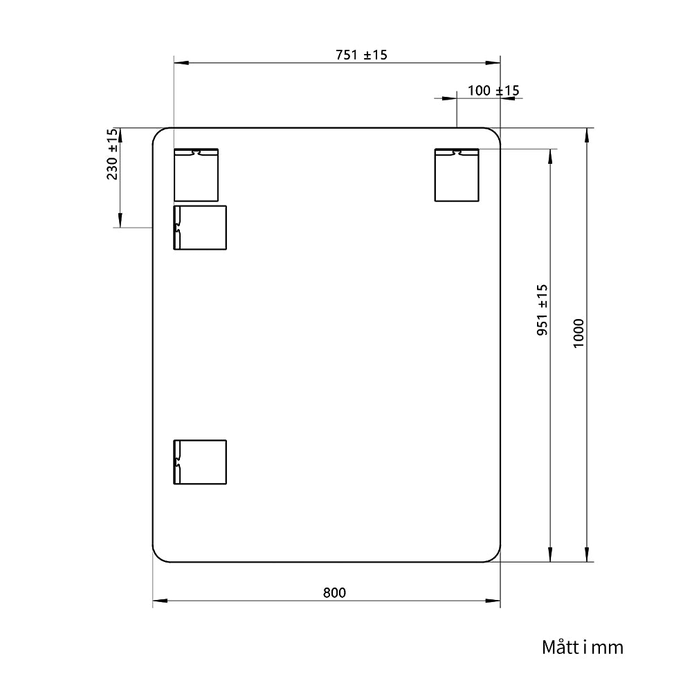 Rektangulär Spegel 80x100 cm