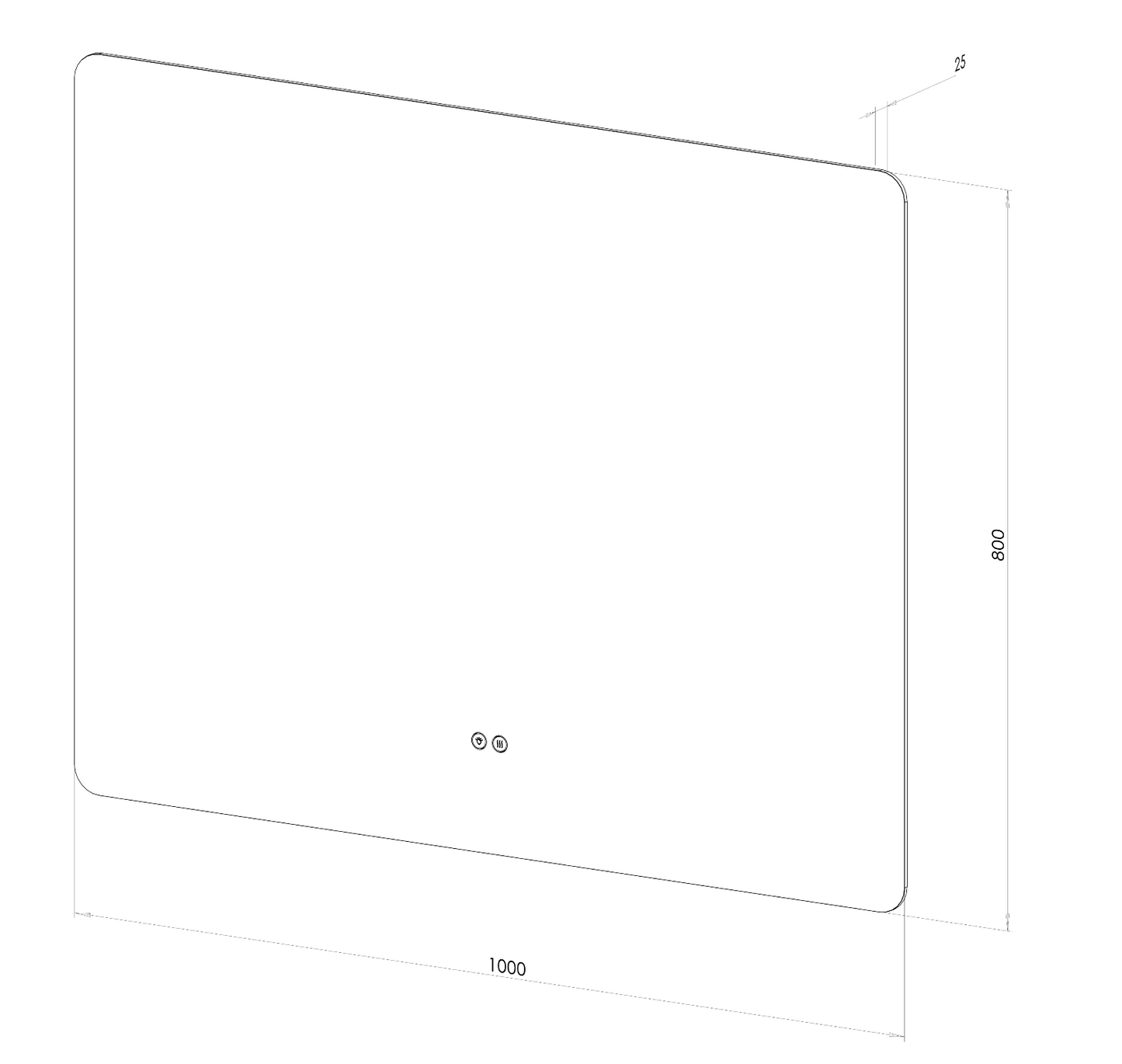 Rektangulært Spejl med Lys og Antidug 100x80 cm