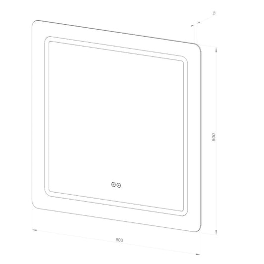 Fyrkantig spegel med Frontlight LED-ljus och värme 80x80 cm