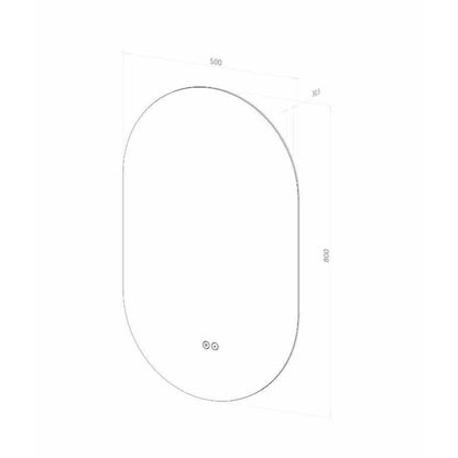 NYHET: Oval spegel med LED-ljus och värme, 50x80 cm