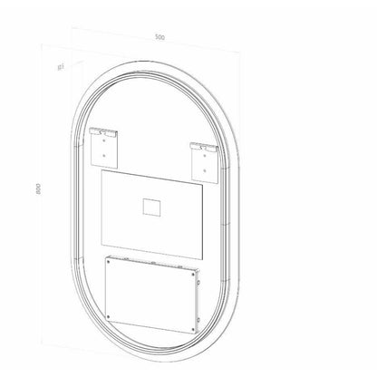 NYHET: Oval spegel med LED-ljus och värme, 50x80 cm
