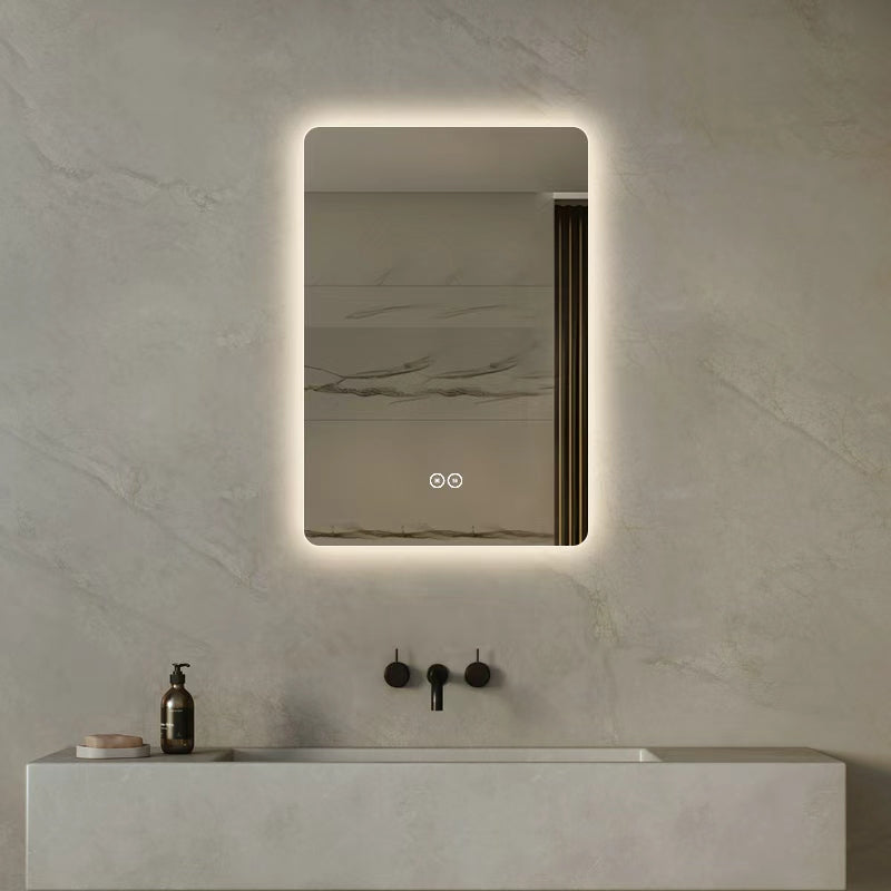 Rektangulär spegel med LED-ljus och värme, 50x80 cm