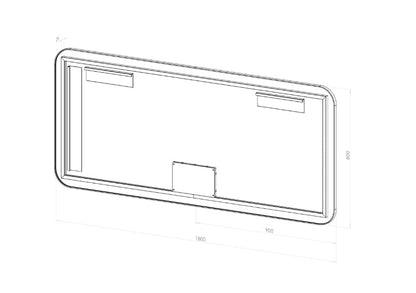 Rektangulært Spejl med LED-lys 180x80 cm - Sort ramme