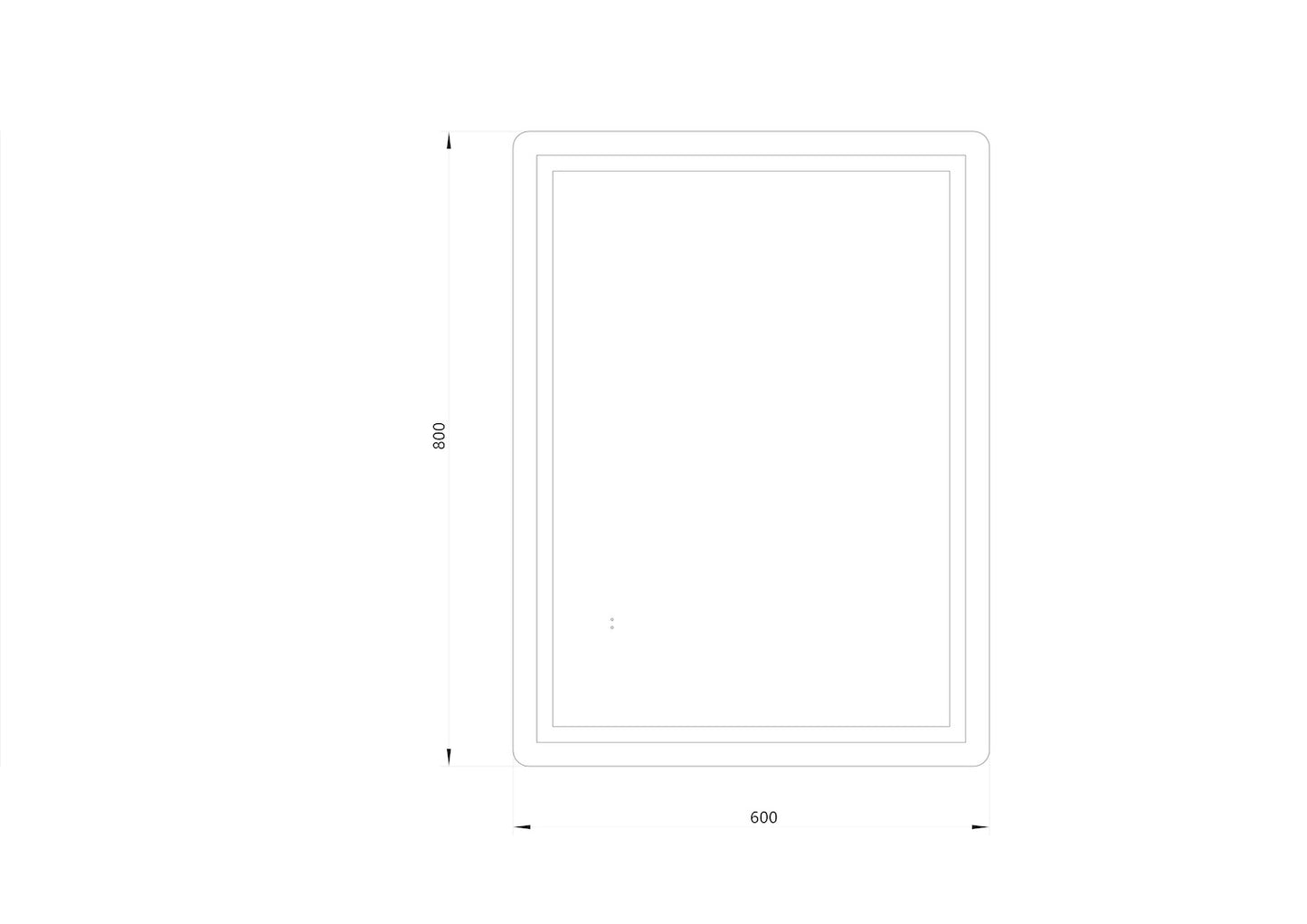 Fyrkantig spegel med LED-ljus (front + backlight) och värme 60x80 cm