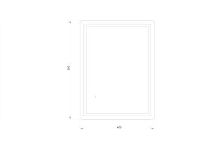Fyrkantig spegel med LED-ljus (front + backlight) och värme 60x80 cm