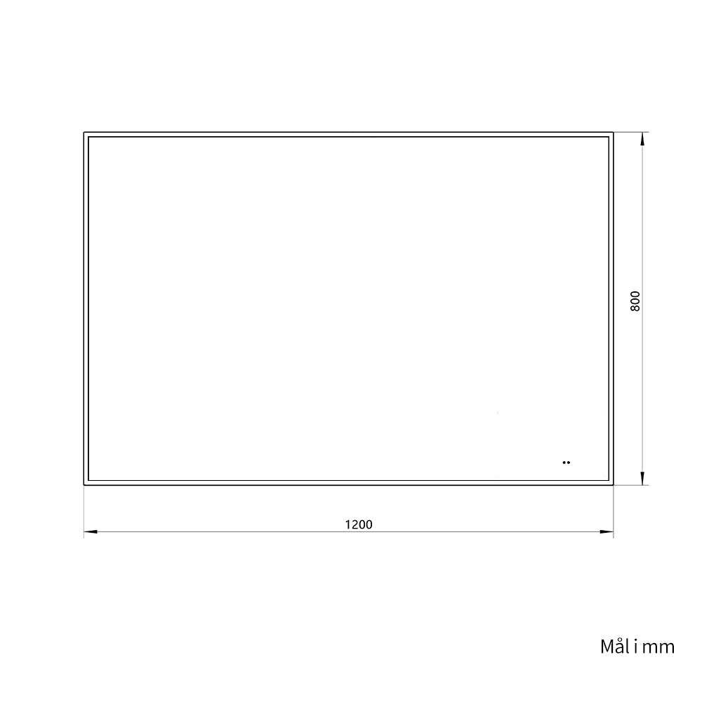 Fyrkantig spegel med LED-ljus i ram och värme 120x80 cm, svart ram
