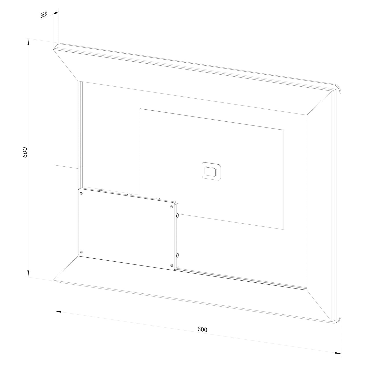Fyrkantig spegel med LED-ljus (front + backlight) och värme 80x60 cm
