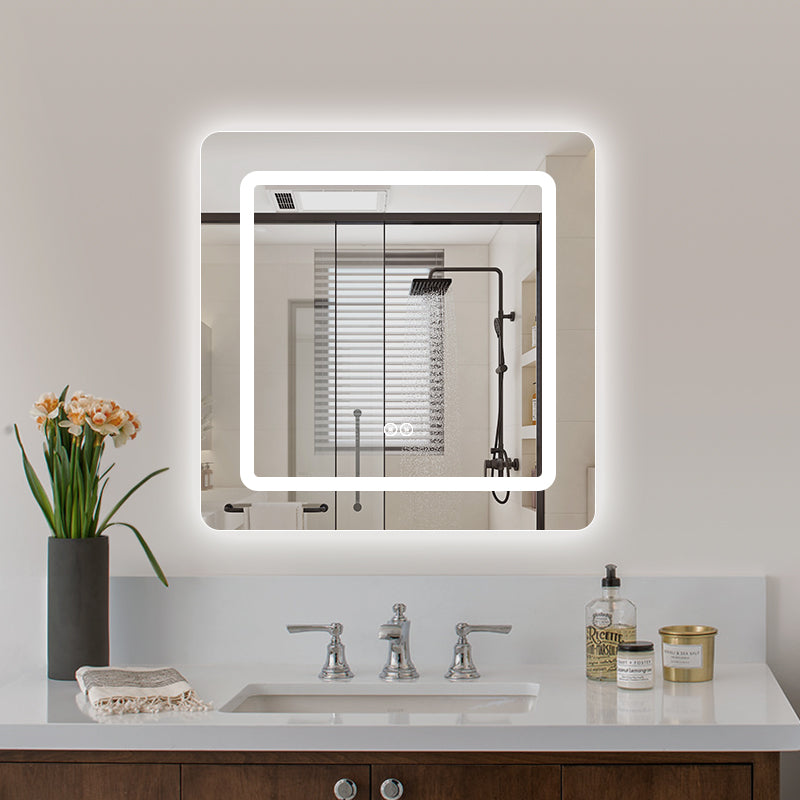 Fyrkantig spegel med Frontlight LED-ljus och värme 80x80 cm