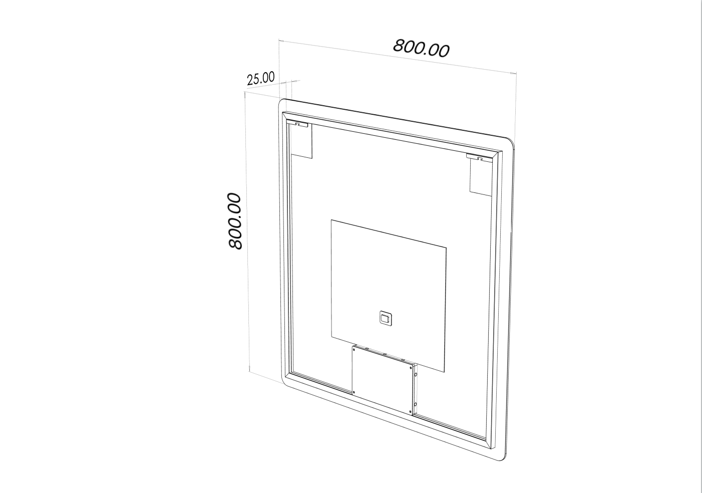 Spejl til badeværelse med led-lys og antidug varme funktion 80x80 cm kvadratisk