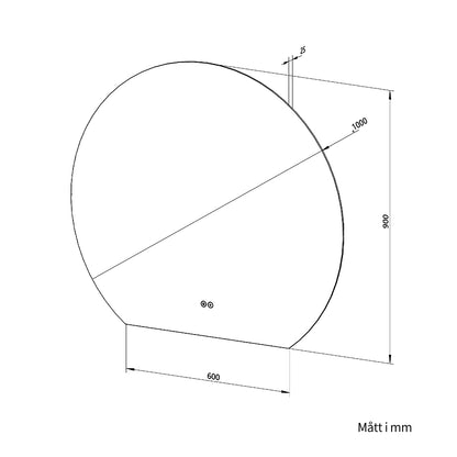 Rund spegel med LED-ljus och värme, Ø100 cm - Skuren