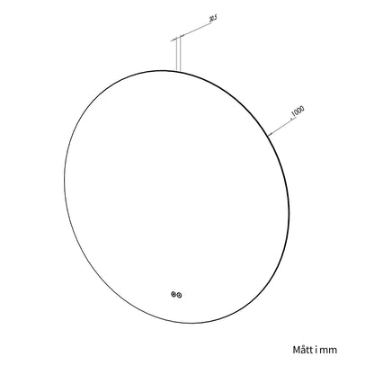 Rund spegel med LED-ljus och värme, Ø100 cm