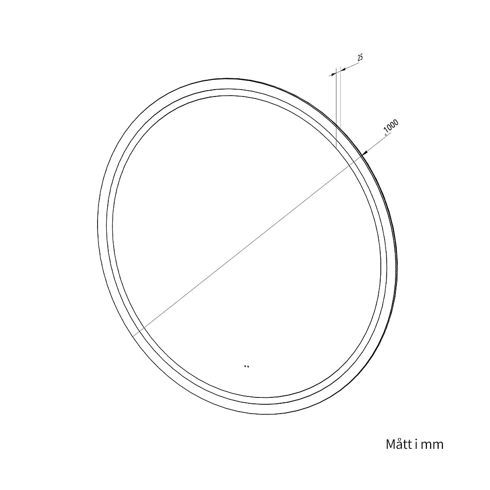 Rund spegel med Frontlight LED-ljus och värme Ø100 cm