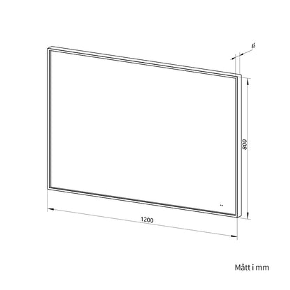 Fyrkantig spegel med LED-ljus i ram och värme 120x80 cm, guld ram