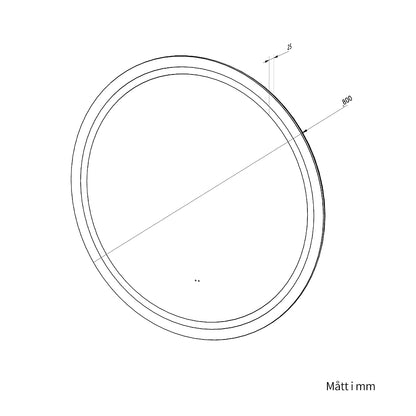 Rund spegel med Frontlight LED-ljus och värme Ø80 cm