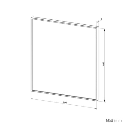 Fyrkantig spegel med LED-ljus i ram och värme 80x80 cm, guld ram