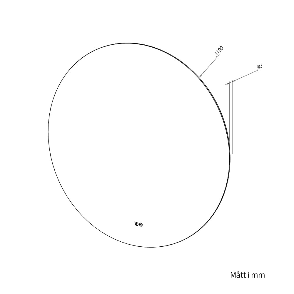 Rund spegel med LED-ljus och värme, Ø110 cm