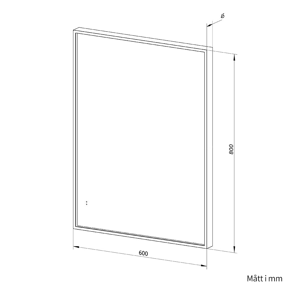 Fyrkantig spegel med LED-ljus i ram och värme 60x80 cm, guld ram