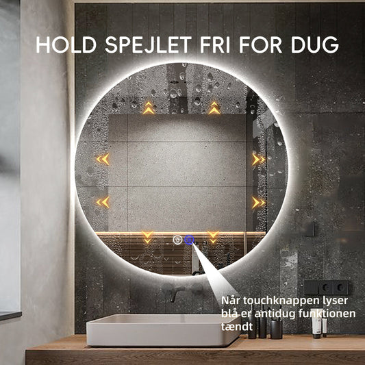 Spejl Ø110 med LED og antidug