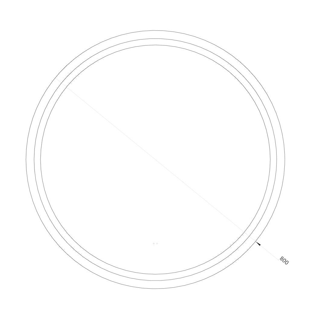 Rund spegel med LED-ljus (front + backlight) och värme Ø80 cm