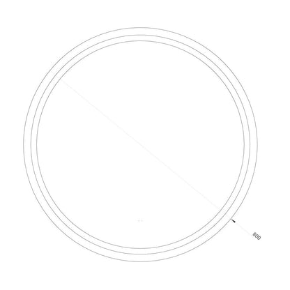 Rund spegel med LED-ljus (front + backlight) och värme Ø80 cm