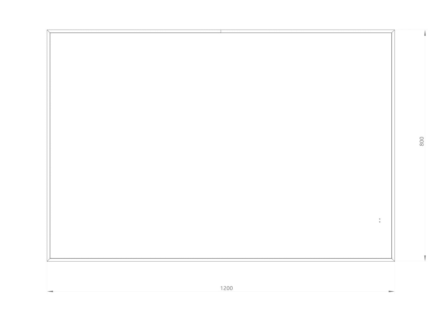 Fyrkantig spegel med LED-ljus i ram och värme 120x80 cm, svart ram